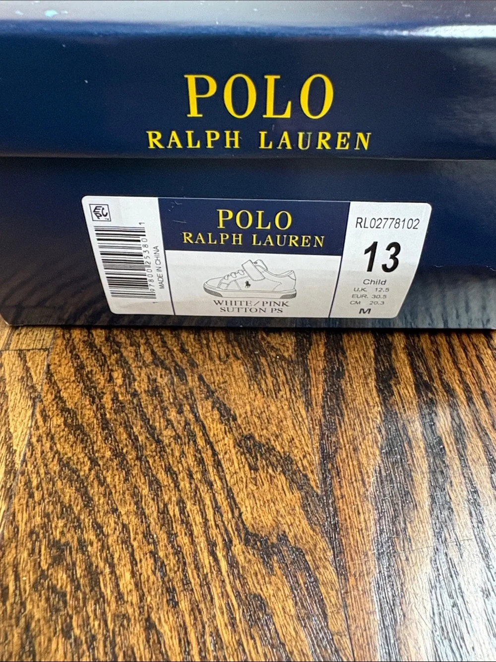 Polo by Ralph Lauren White Kids Sneakers with Light Pink Lining